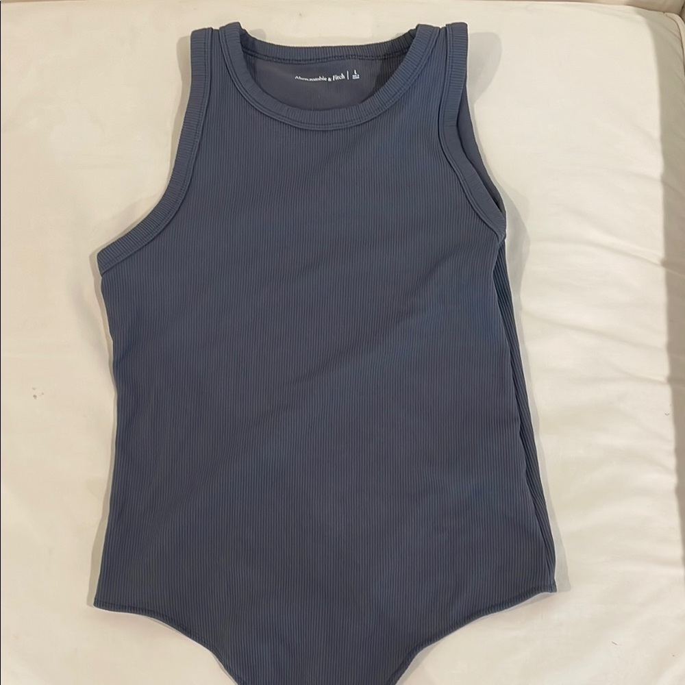 Charcoal Blue Ribbed Bodysuit